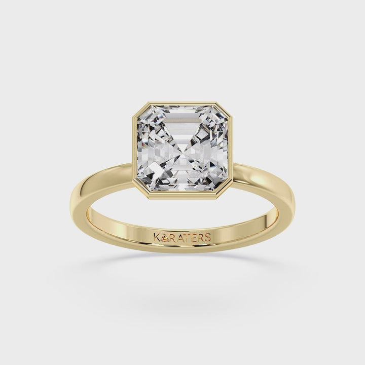 Beere - Asscher Cut Lab Grown Diamond Bezel Set Solitaire Engagement Ring