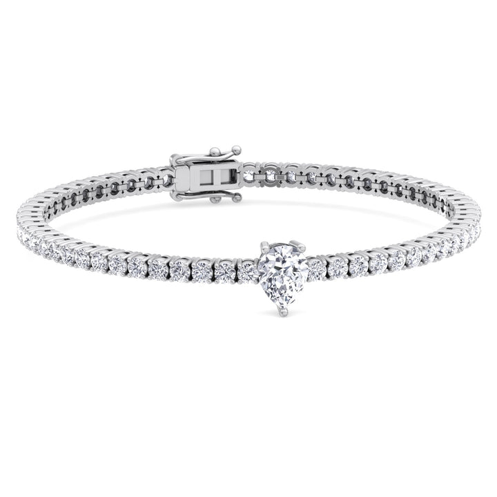 10Ct Pear Shape Single Station Lab-Grown Diamond Tennis Bracelet 18K Solid Gold