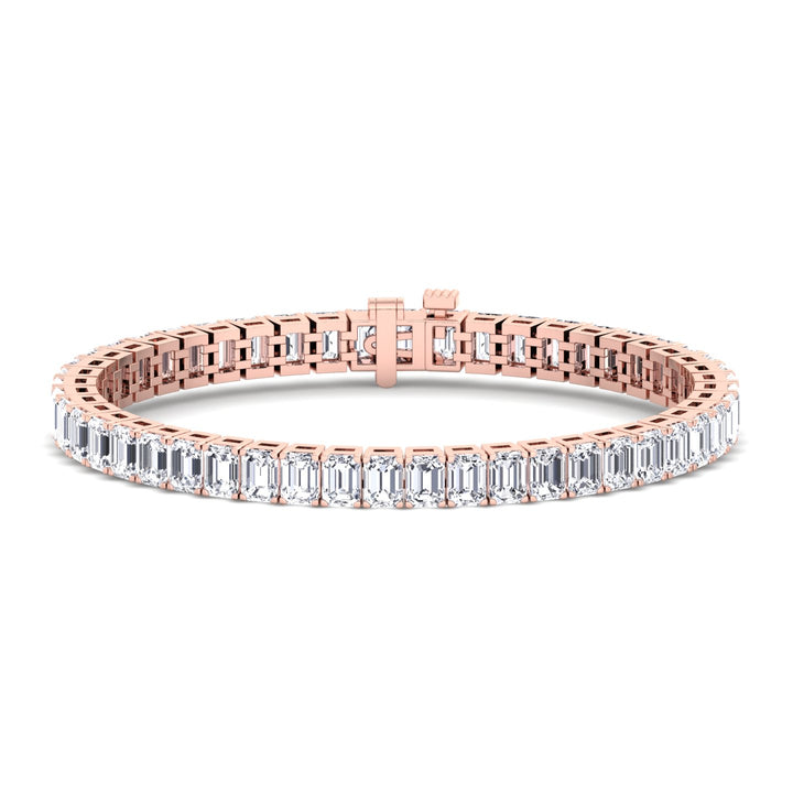 Emerald Cut Lab-Grown Diamond Tennis Bracelet 18K Solid Gold