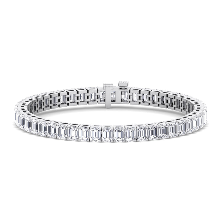 Emerald Cut Lab-Grown Diamond Tennis Bracelet 14K Solid Gold