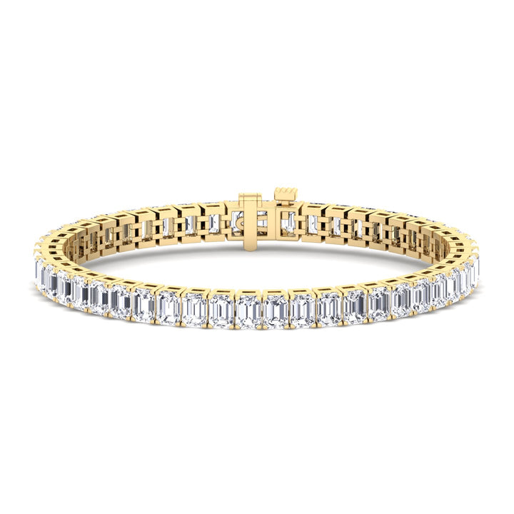 Emerald Cut Lab-Grown Diamond Tennis Bracelet 14K Solid Gold