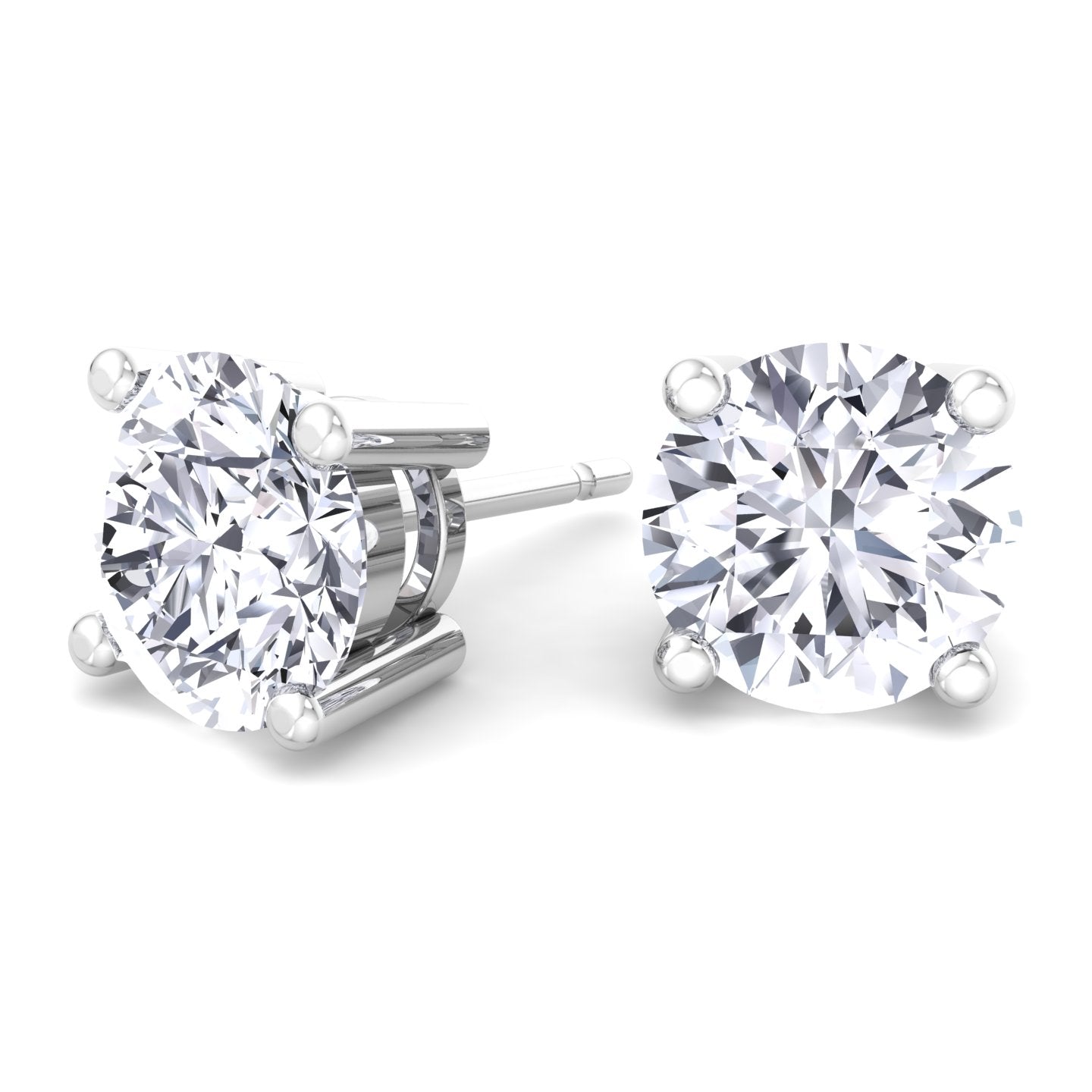 1CT Round Cut Lab Grown Diamond Studs 14K White Gold