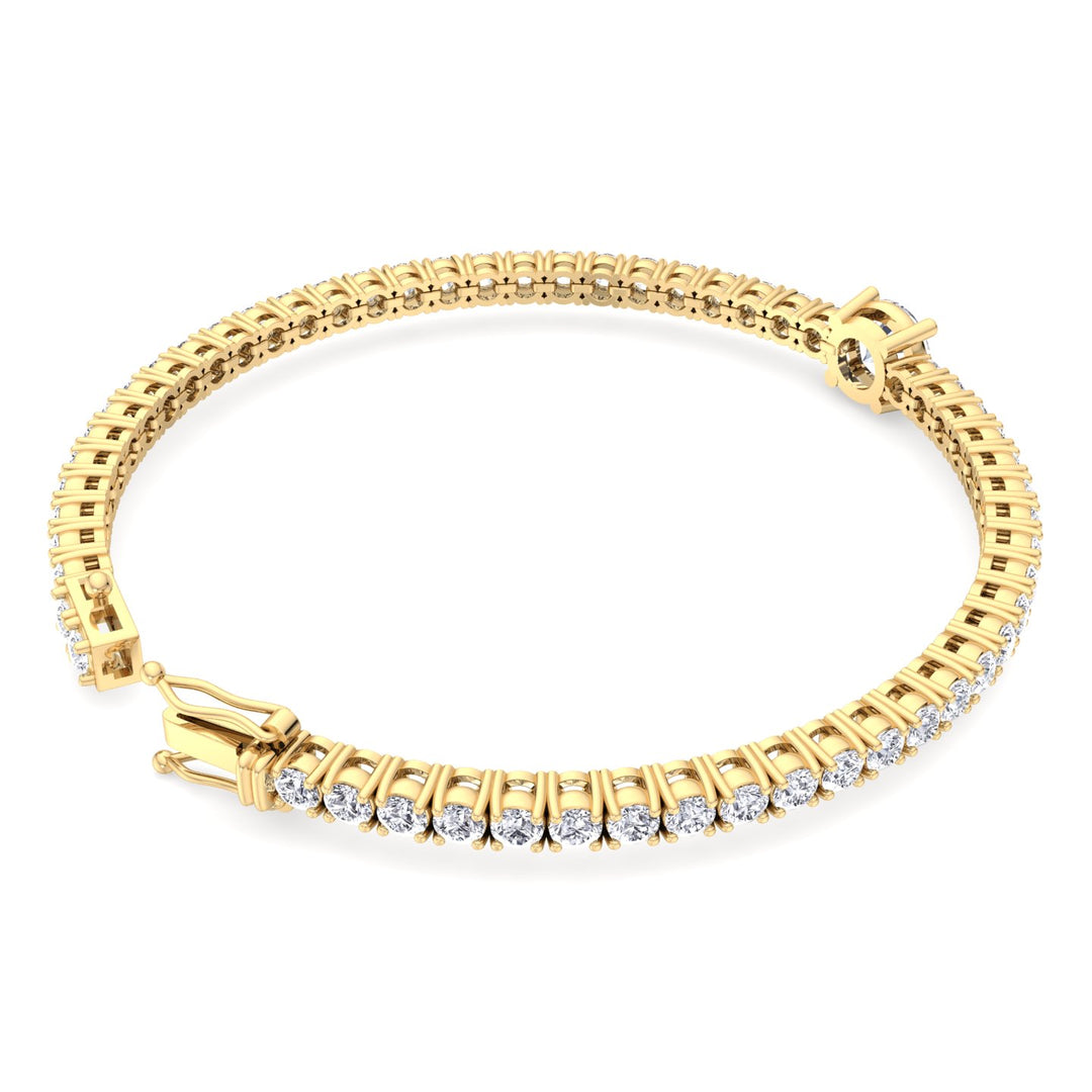 10Ct Round Cut Single Station Lab-Grown Diamond Tennis Bracelet 18K Solid Gold