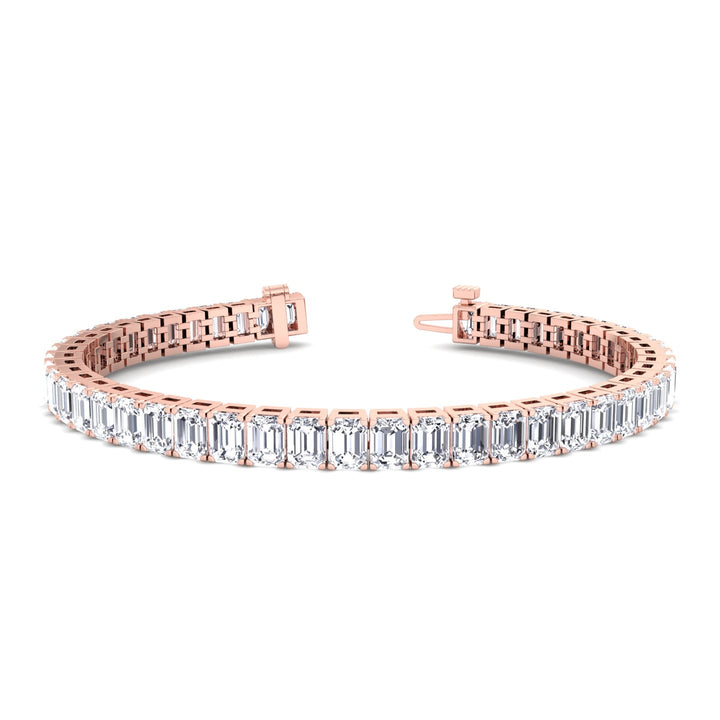 Emerald Cut Lab-Grown Diamond Tennis Bracelet 14K Solid Gold