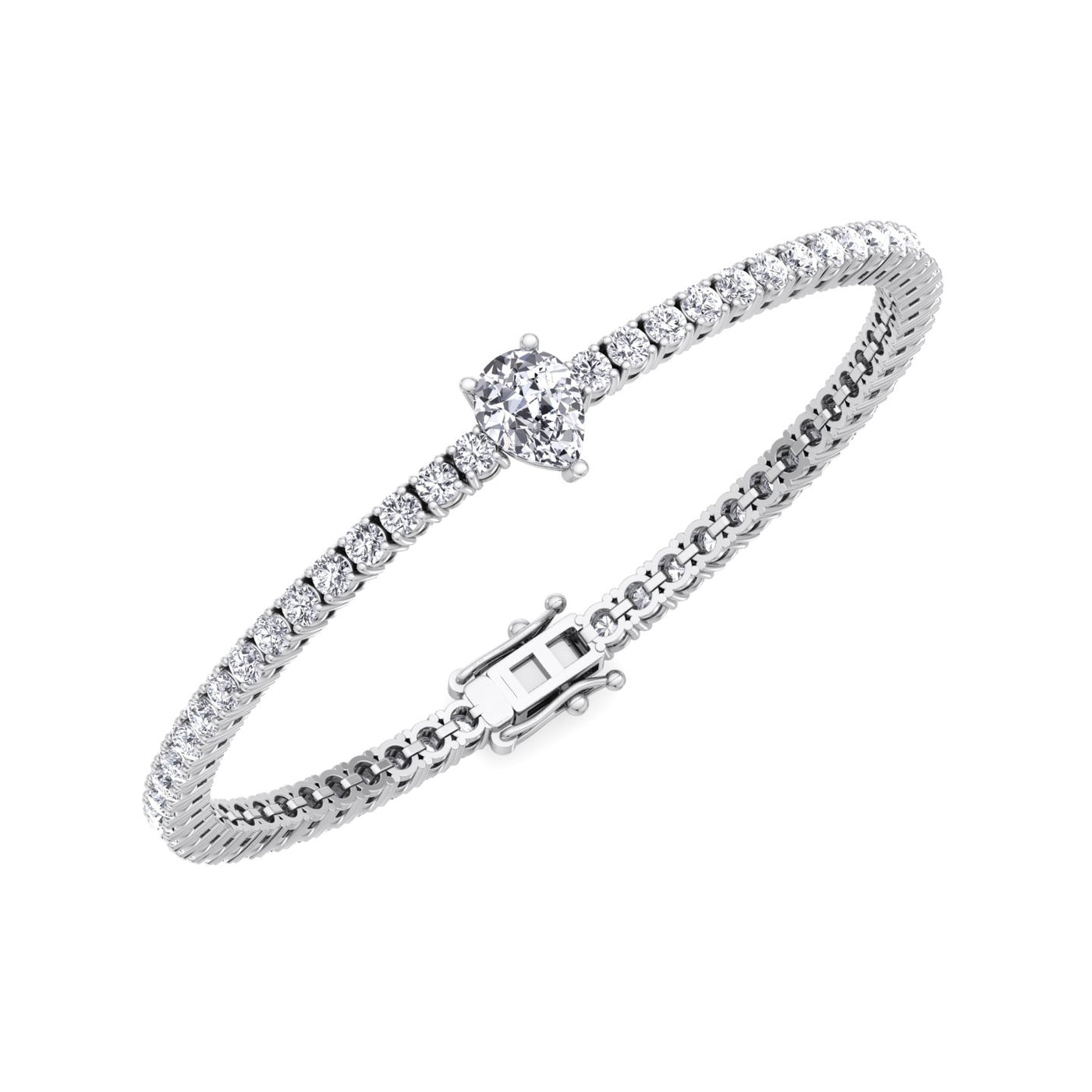 Formosa - 10Ct Pear Shape Single Station Lab-Grown Diamond Tennis Bracelet