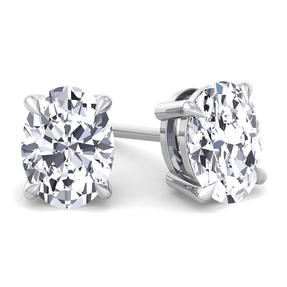 Oval Cut Lab-Grown Diamond Studs White Gold 14K