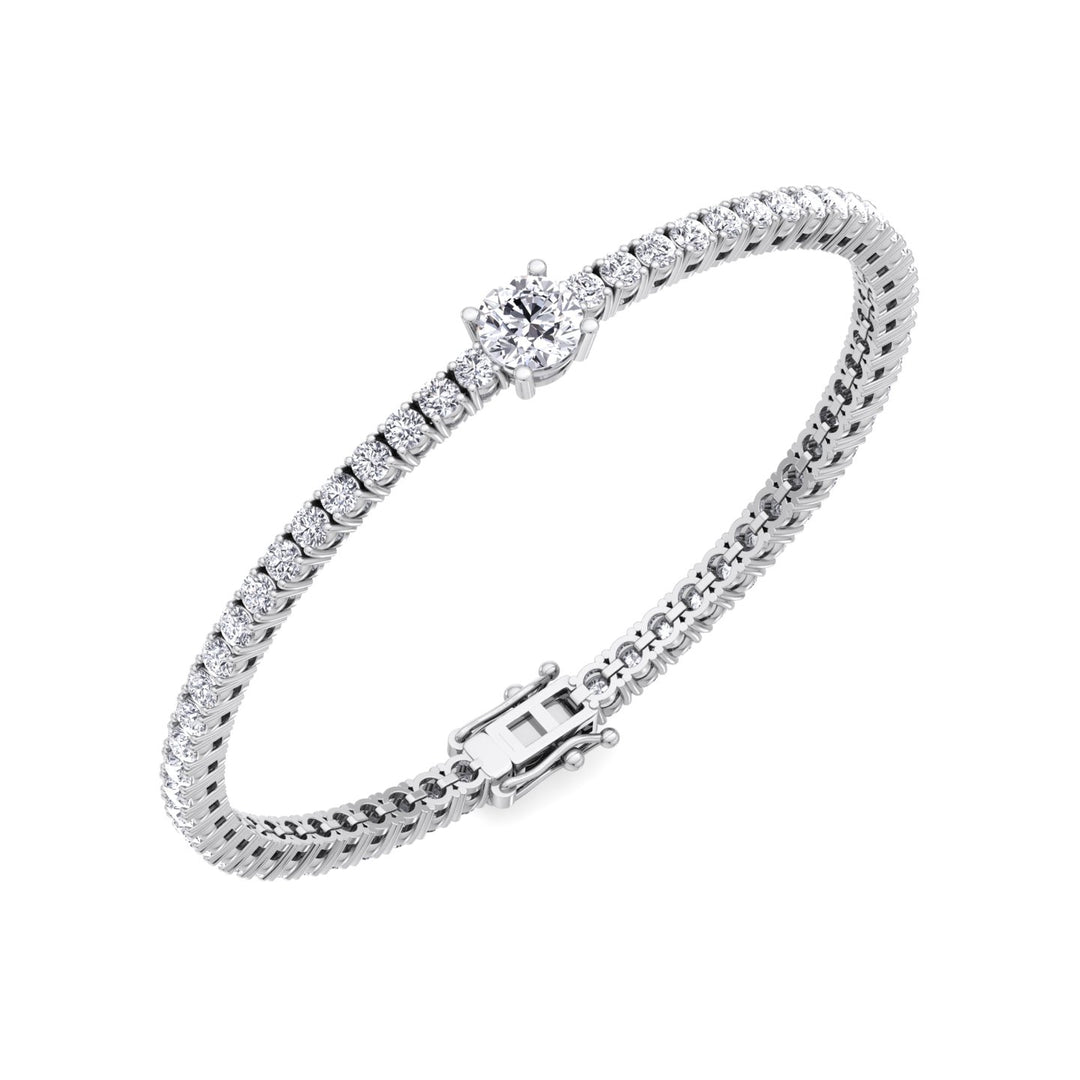 10Ct Round Cut Single Station Lab-Grown Diamond Tennis Bracelet 18K Solid Gold