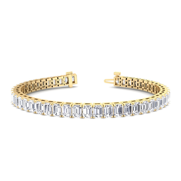 Emerald Cut Lab-Grown Diamond Tennis Bracelet 14K Solid Gold