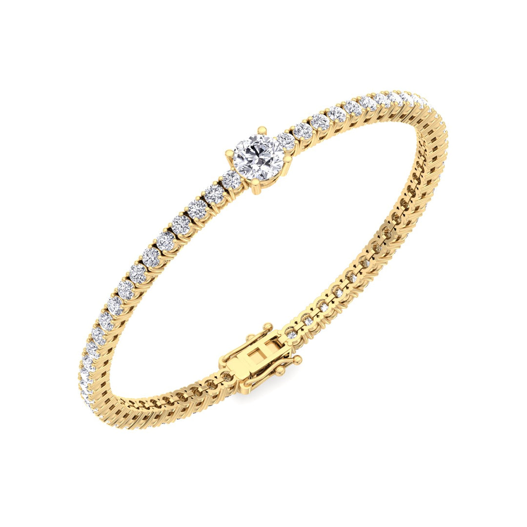 10Ct Round Cut Single Station Lab-Grown Diamond Tennis Bracelet 18K Solid Gold