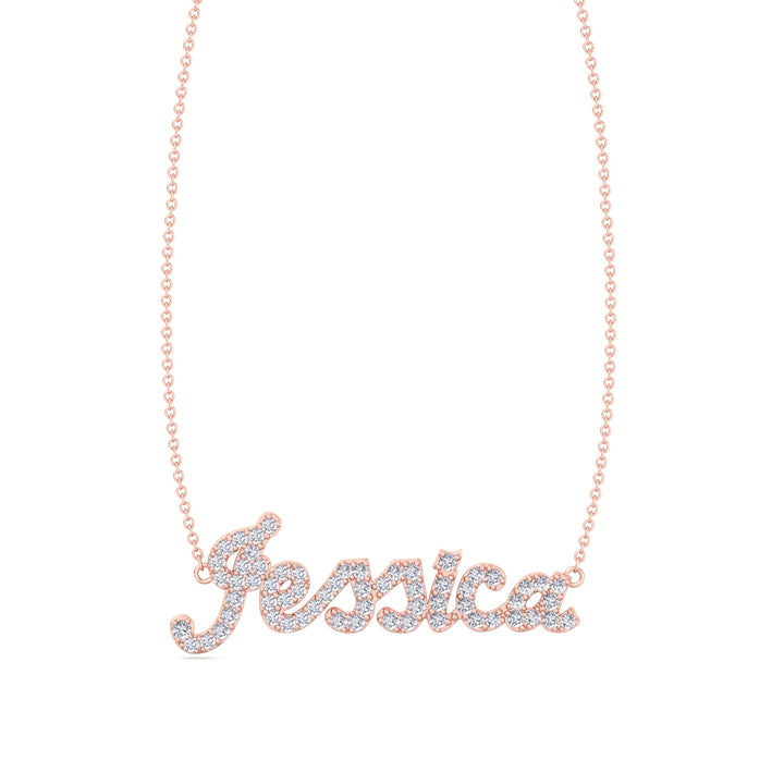 3/4CT T.W. Custom Lab-Grown Diamond Name Pendant Necklace, Rose Gold