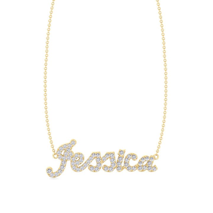 3/4CT T.W. Custom Lab-Grown Diamond Name Pendant Necklace, Yellow Gold