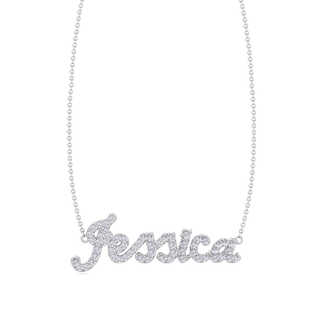 3/4CT T.W. Custom Lab Diamond Name Pendant Necklace, White Gold