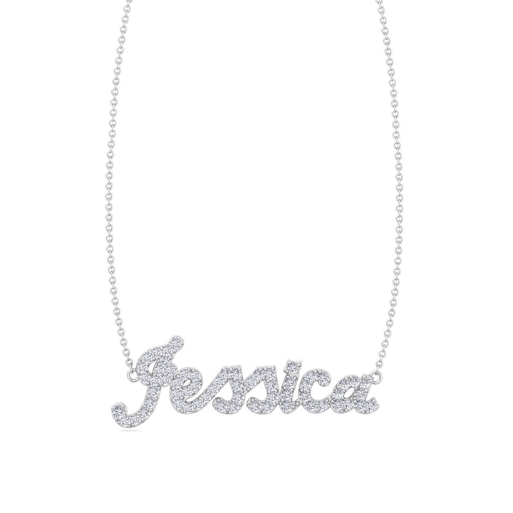 3/4CT T.W. Custom Lab Diamond Name Pendant Necklace, White Gold