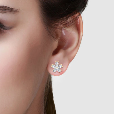 Chelsi - 1.07 Carat Pear Shape Lab-Grown Diamond Flower Earring Studs