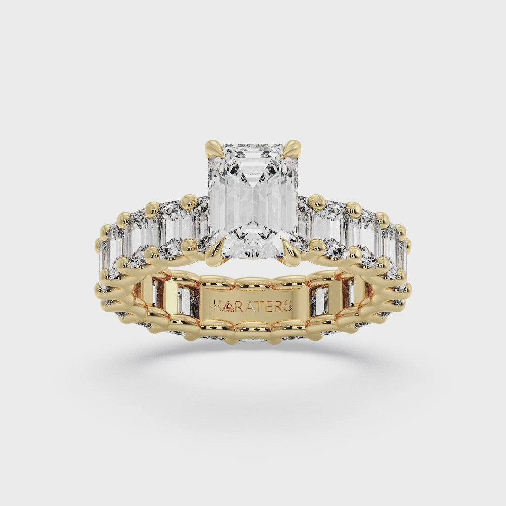  emerald-cut-lab-grown-diamond-eternity-engagement-ring-solid-yellow-gold