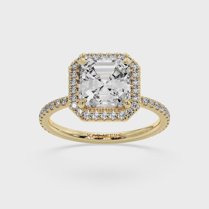 Kastanie - Asscher Cut Lab Grown Diamond Engagement Ring with a Halo