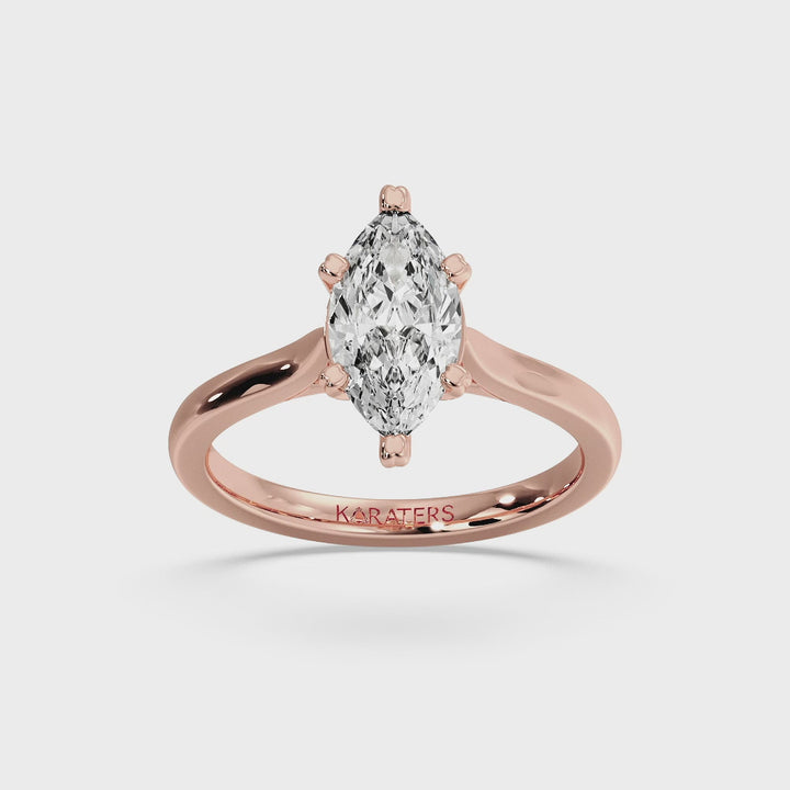 Bergenie - Marquise Cut Solitaire Lab Grown Diamond Engagement Ring