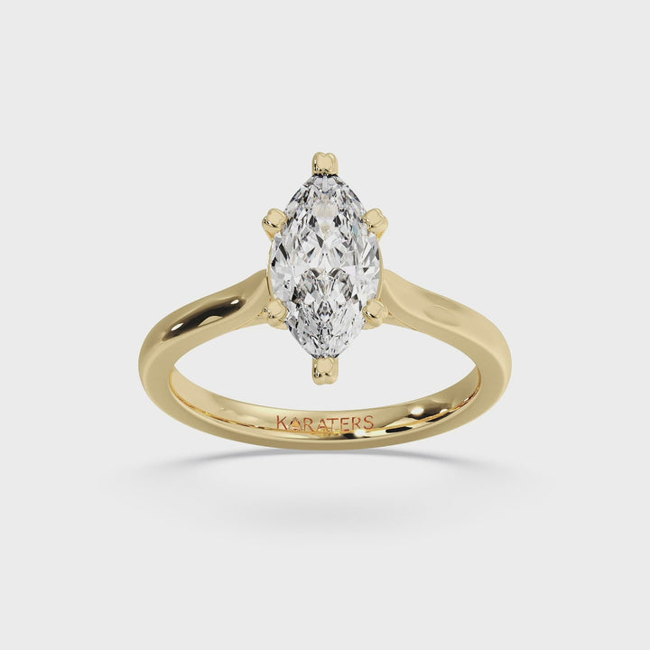 Bergenie - Marquise Cut Solitaire Lab Grown Diamond Engagement Ring