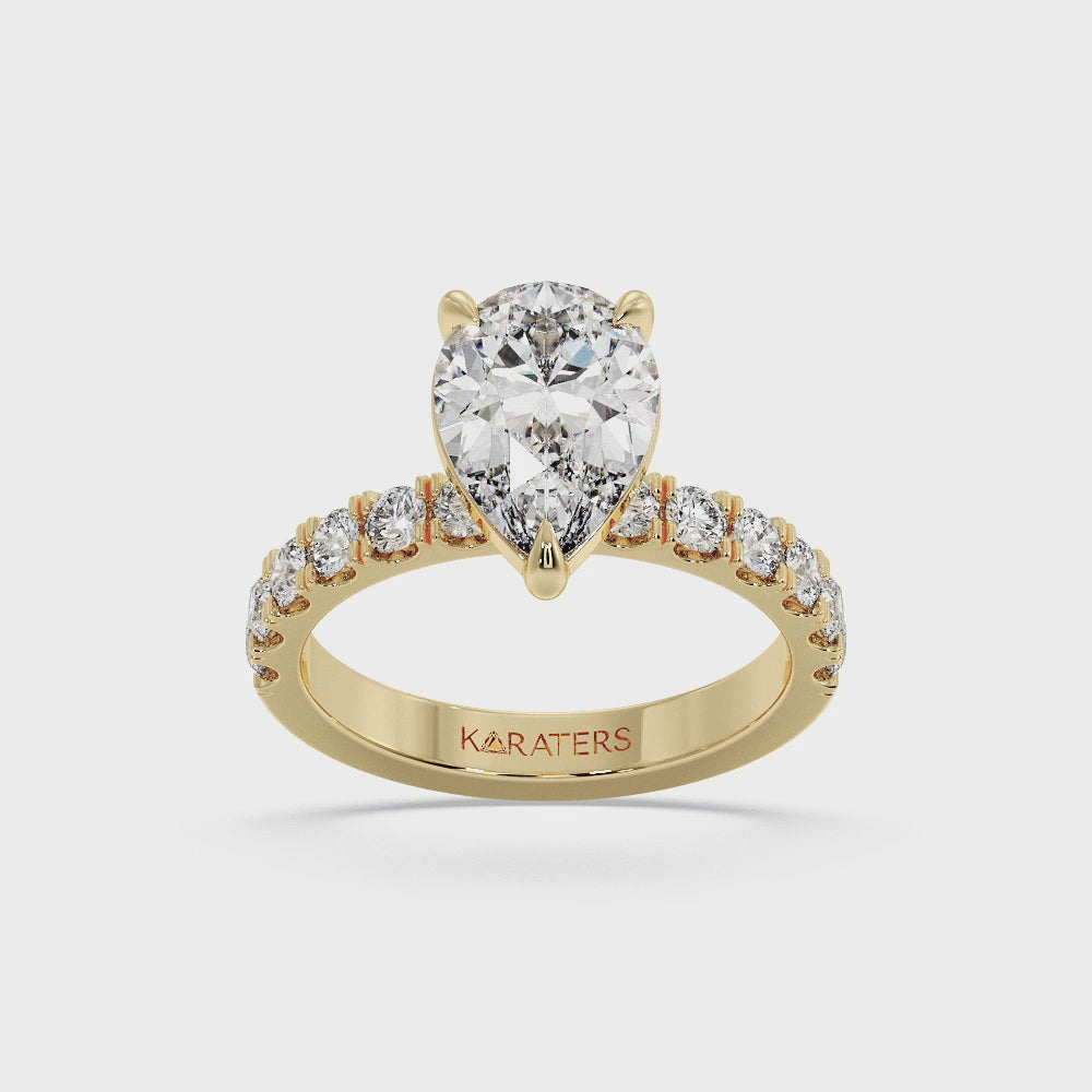 pear-shape-lab-grown-diamond-engagement-ring-with-thick-pave-band-yellow-gold-band