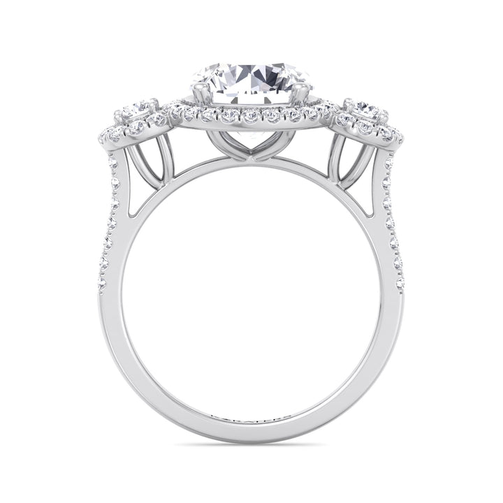 Assen-Round Triple Halo Lab Diamond Engagement Ring, White Gold, Profile
