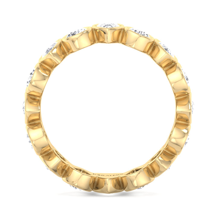 Bedford-Bezel Set Pear Lab Yellow Gold Diamond Eternity Band, Profile