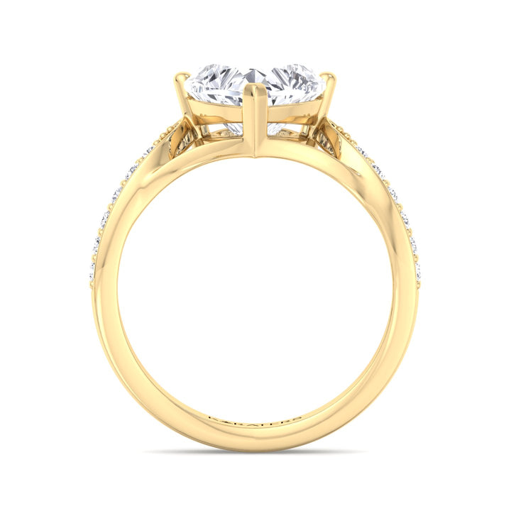 Begonia -  Heart Lab Diamond Ring Detailed Band Yellow 