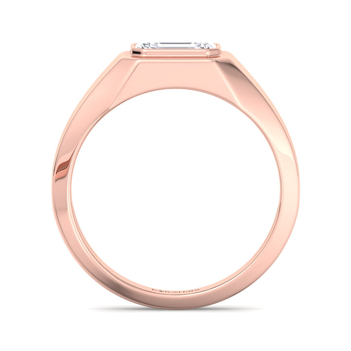 Bezel-Set Unisex Emerald Lab Diamond Ring Rose