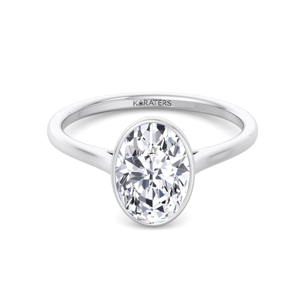 Bezel Set Oval Cut Lab-Grown Diamond Ring White