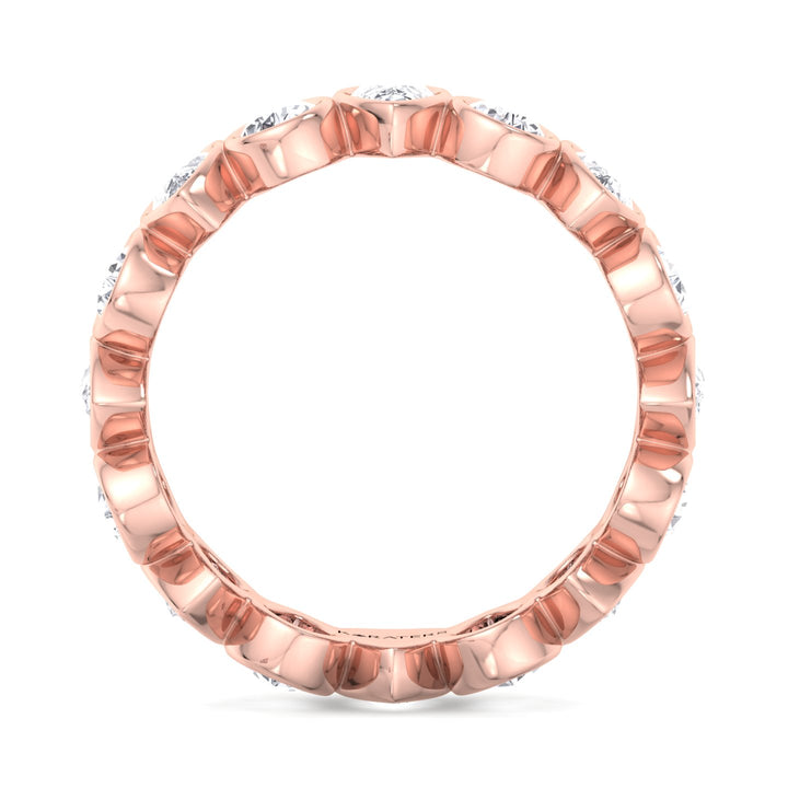 Bezel Set Pear Lab Rose Gold Diamond Eternity Band, Profile