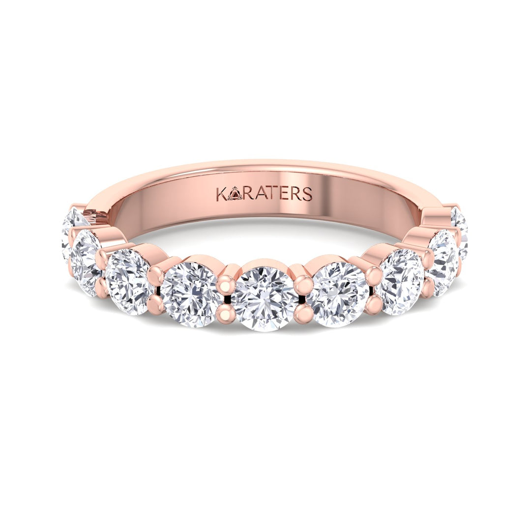 Calahorra - Round Cut Lab Rose Gold Diamond Eternity Band, Front