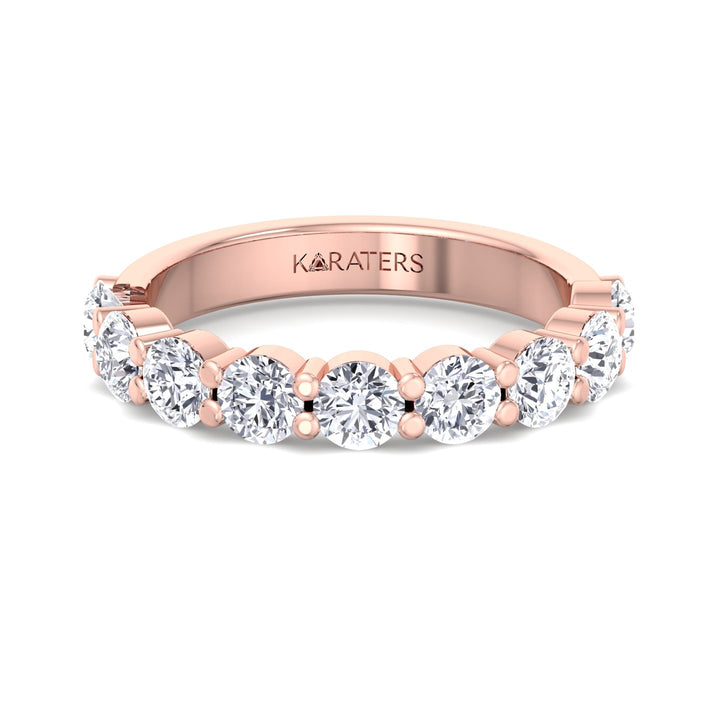 Calahorra - Round Cut Lab Rose Gold Diamond Eternity Band, Front