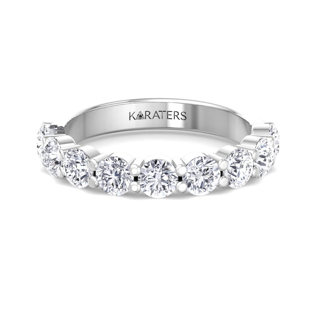 Calahorra - Round Cut Lab White Gold Diamond Eternity Band, Front