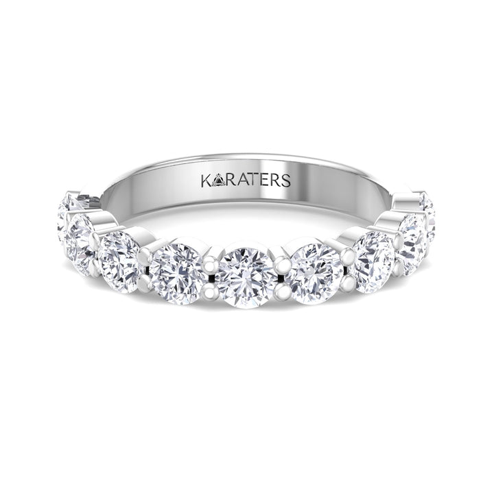 Calahorra - Round Cut Lab White Gold Diamond Eternity Band, Front