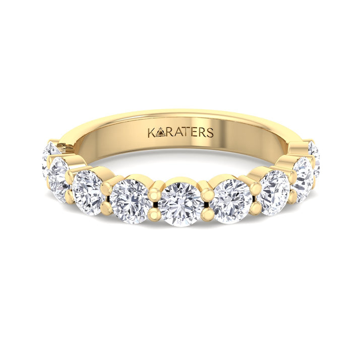 Calahorra - Round Cut Lab Yellow Gold Diamond Eternity Band, Front