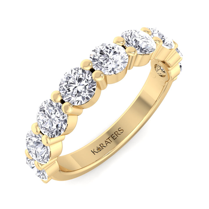 Calahorra - Round Cut Lab Yellow Gold Diamond Eternity Band, Tilted