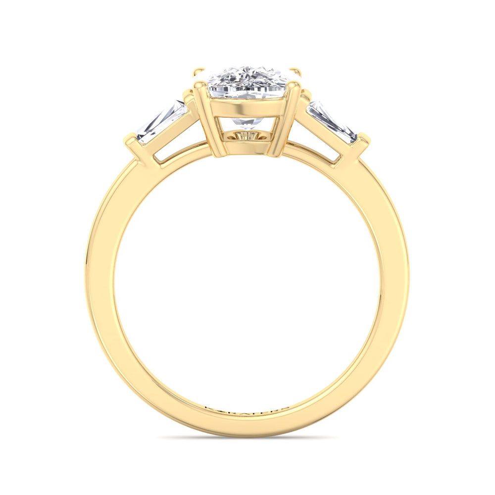 Carnation - Elongated Cushion Cut Lab  Yellow Gold Diamond Engagement Ring, Profile