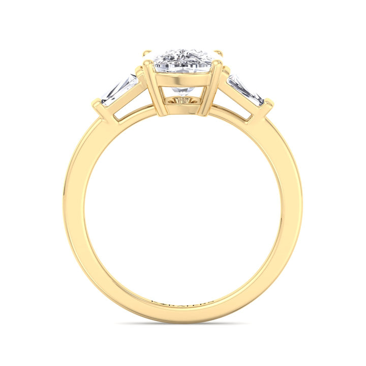 Carnation - Elongated Cushion Cut Lab  Yellow Gold Diamond Engagement Ring, Profile
