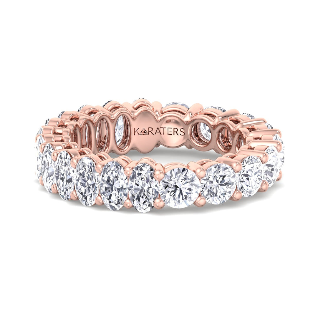 Cieza-Oval and Round Cut Lab Rose Gold Diamond Eternity Band, Front