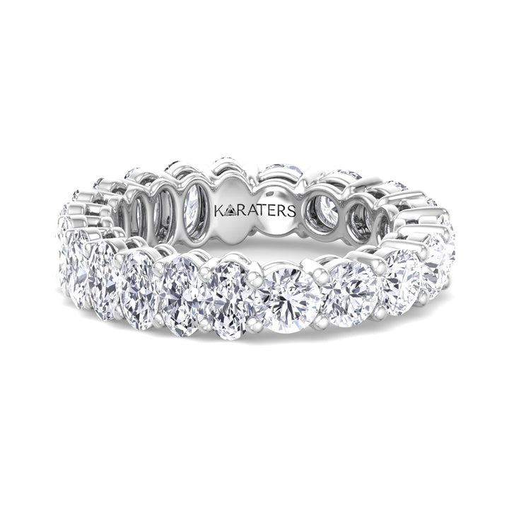 Cieza-Oval and Round Cut Lab White Gold Diamond Eternity Band, Front