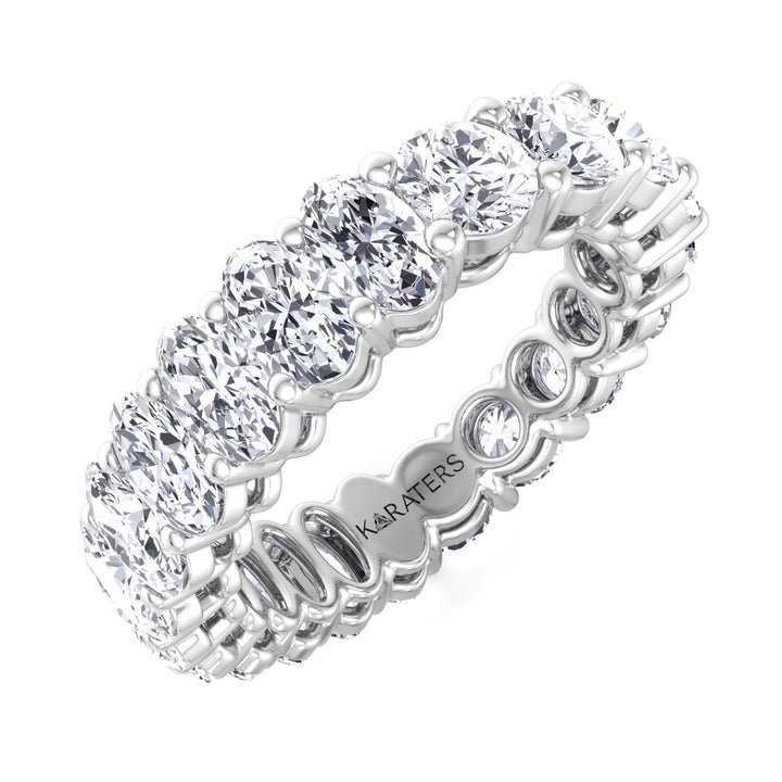 Cieza-Oval and Round Cut Lab White Gold Diamond Eternity Band, Tilted