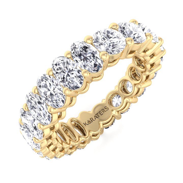 Cieza-Oval and Round Cut Lab Yellow Gold Diamond Eternity Band, Top Down