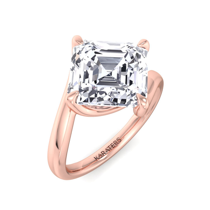 Creme - Asscher Cut Solitaire Lab Diamond Ring Rose 