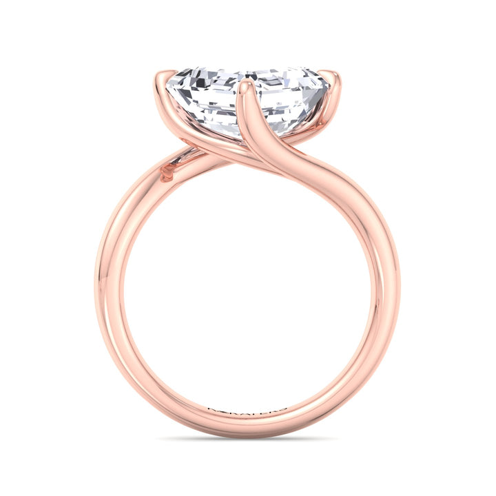 Creme - Asscher Cut Solitaire Lab Diamond Ring Rose Gold