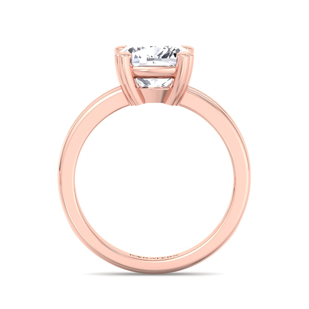 Cushion Cut Solitaire Lab Diamond Ring Double Band Rose 