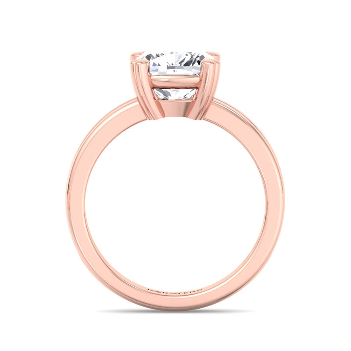 Cushion Cut Solitaire Lab Diamond Ring Double Band Rose 