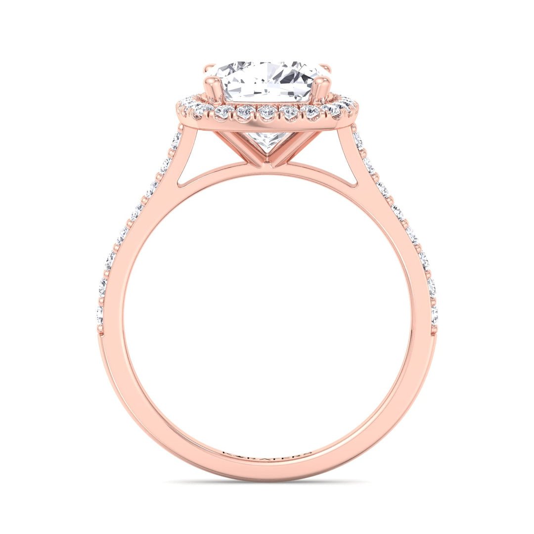 Cushion Halo Lab Diamond Thick Pave Band Rose