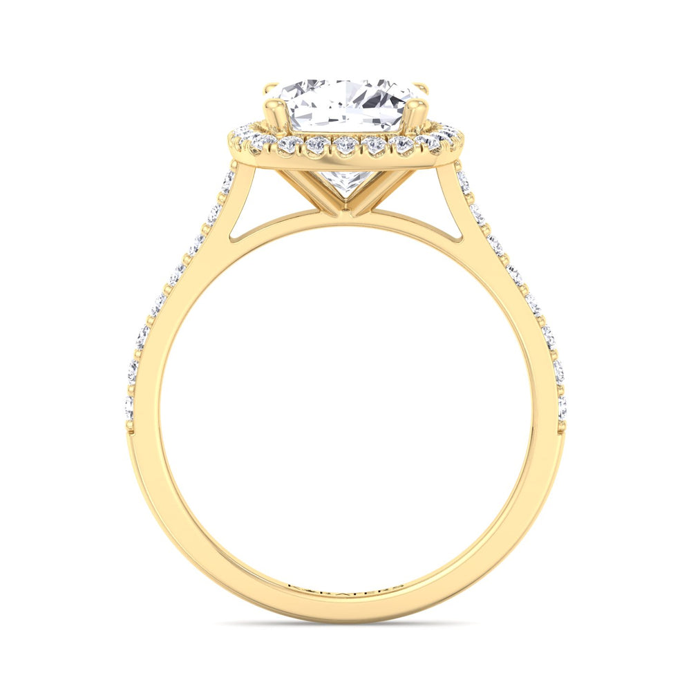 Cushion Halo Lab Diamond Thick Pave Band yellow