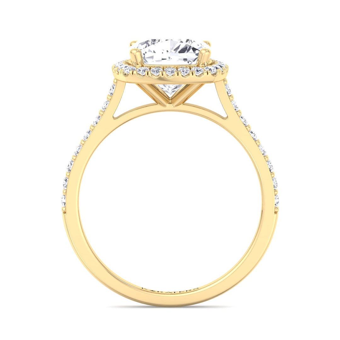 Cushion Halo Lab Diamond Thick Pave Band yellow