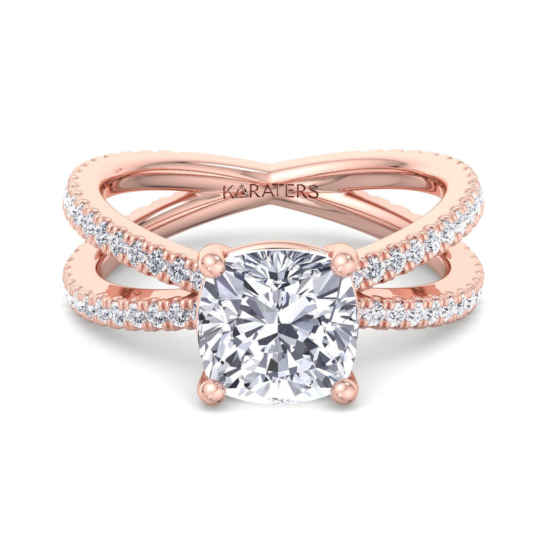 Cushion Lab Diamond Ring Double BAND Rose 
