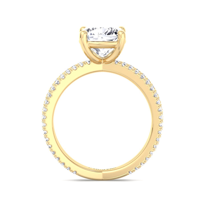 Cushion Lab Diamond Ring Double BAND SideStones Yellow